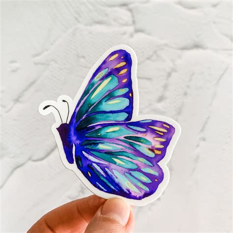 Acuarela lado mariposa púrpura pegatina calcomanía vinilo RV Etsy España