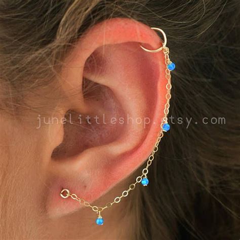 Cartilage Earrings Chain Gold Chain Earrings Crystal Earrings Stud