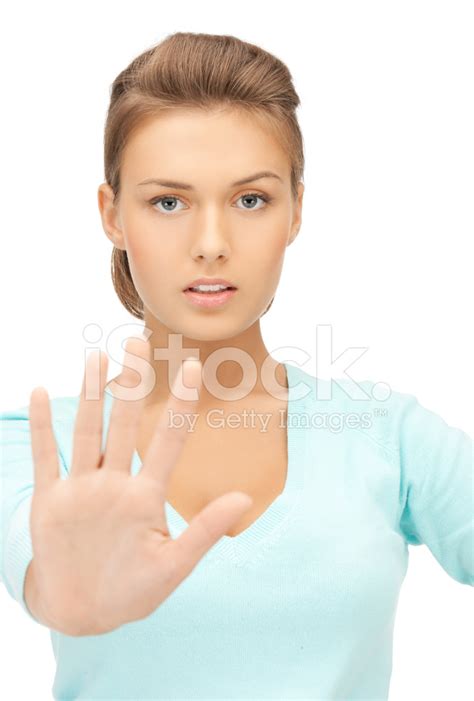 Woman Making Stop Gesture Stock Photo Royalty Free Freeimages