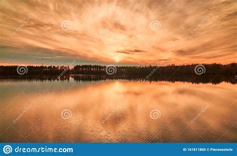 Sunset Reflection By The River Stock Photo Image Of Landscape