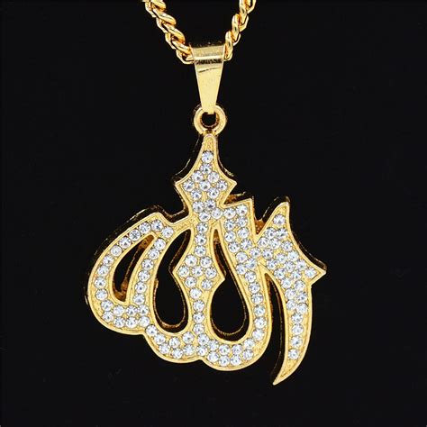 Uodesign Hip Hop Arabic Muslim Allah Pendants Necklaces Gold Alloy