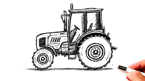 How To Draw A Tractor Step By Step Youtube