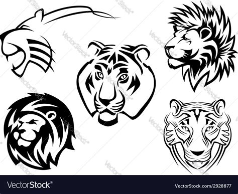 Wild Lions Tigers And Panthers Royalty Free Vector Image