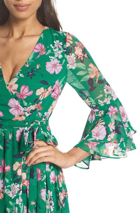 Eliza J Ruffle Sleeve Floral Faux Wrap Dress Nordstrom Simple Fall