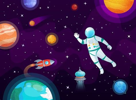 Fondo De Dibujos Animados De Astronauta En El Universo Universo Porn Sex Picture