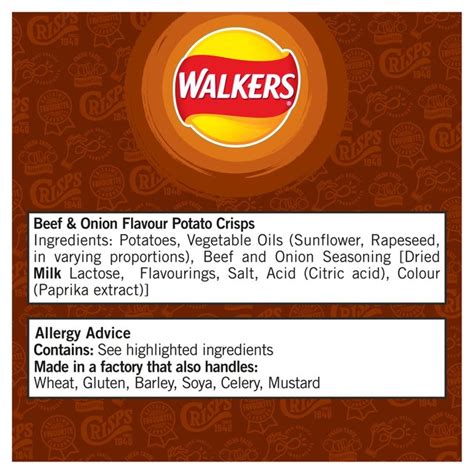 Walkers Beef And Onion Crisps 25g X Ocado