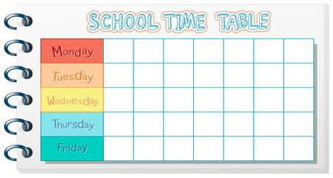 School Timetable Template With Notebook Theme 684880 Vector Art At Vecteezy