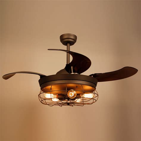 46 Industrial Ceiling Fans With Lights Remote Control Retractable 4