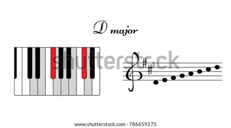 D Major Scale Two Sharps Piano Stock Vector Royalty Free 786659275