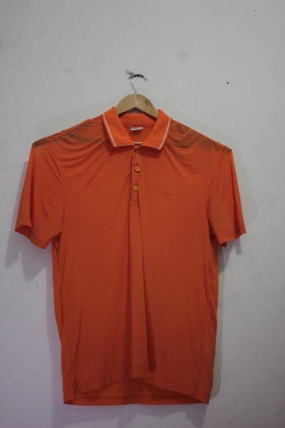 Jual Kaos Kerah Original Fila Golf Made In Korea Size Xl Warna Orange Putih Polo Shirt Bergaris