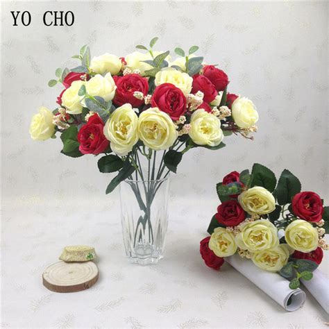 Yo Cho Fake Flowers 2018 Beautiful Rose Peony Artificial Silk Flowers