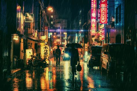 Rain In Tokyo  Cyberpunk By Soenkesadventure On