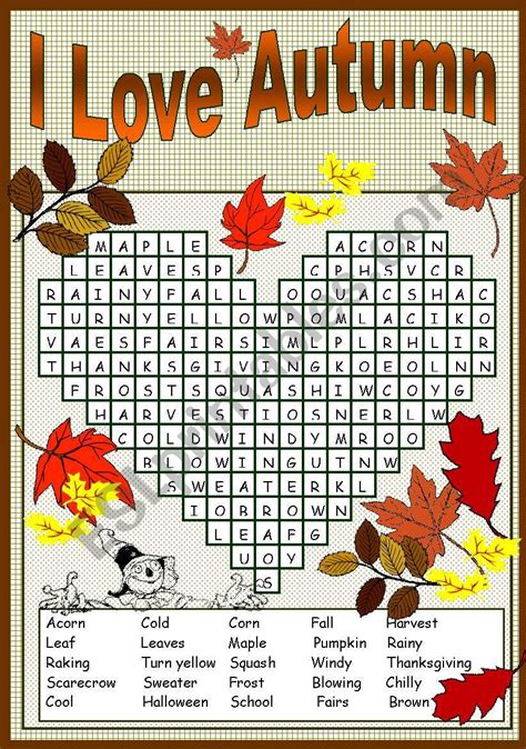 Fall Crossword Puzzle Printable These Fall Word Search Puzzles Are