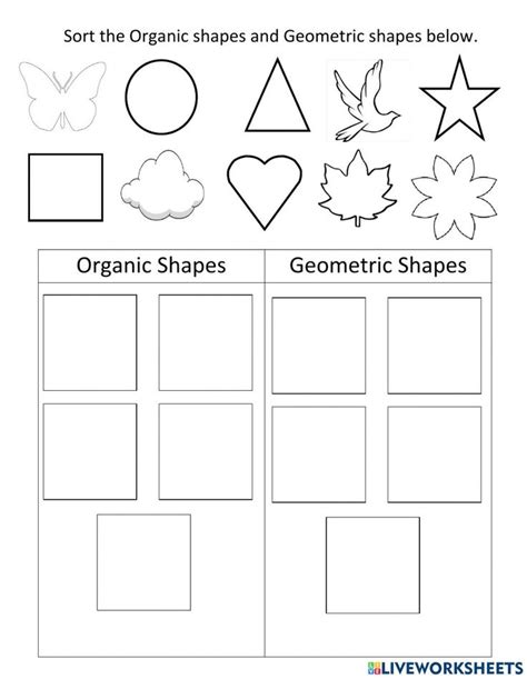 Organic And Geometric Shapes Worksheet