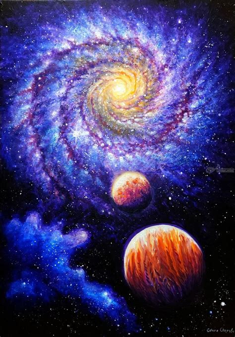 Galaxy And Planets Paintings By Corina Chirila