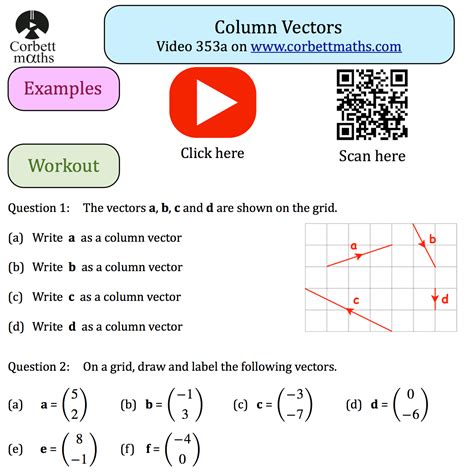 Column Vectors Textbook Exercise Corbettmaths