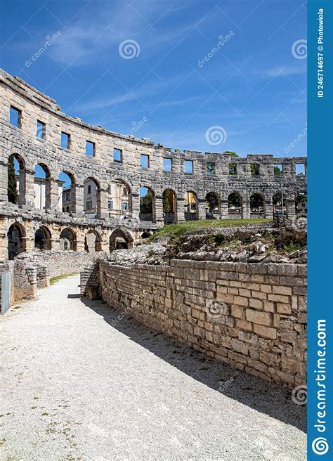 Walls Of The Ancient Roman Amphitheater Arena In Pula Croatia