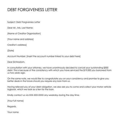 Writing A Debt Forgiveness Letter With Examples
