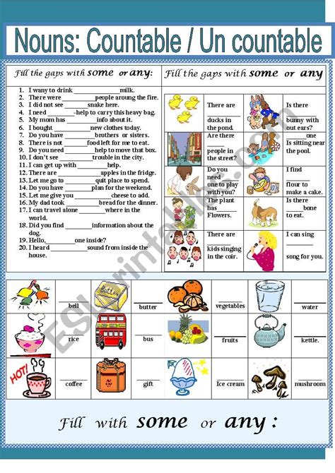 Countable And Uncountable Esl Worksheet By Jhansi
