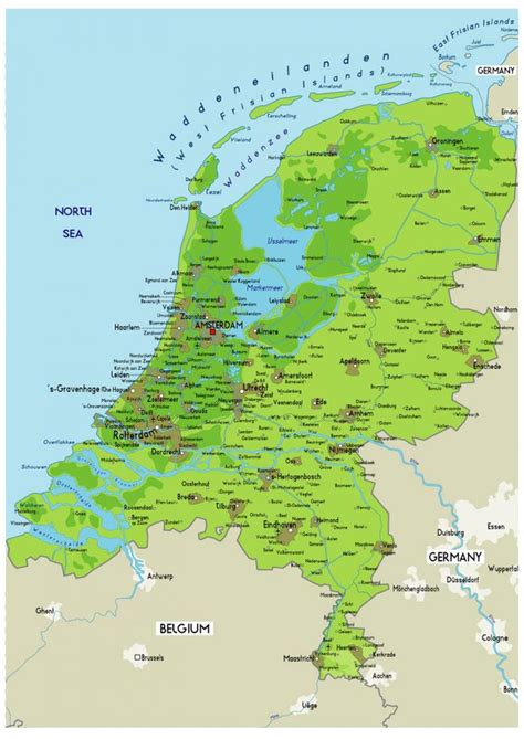 Large Printable Outline Map Netherlands