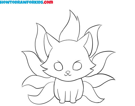 How To Draw A Nine Tailed Fox Easy Drawing Tutorial For Kids