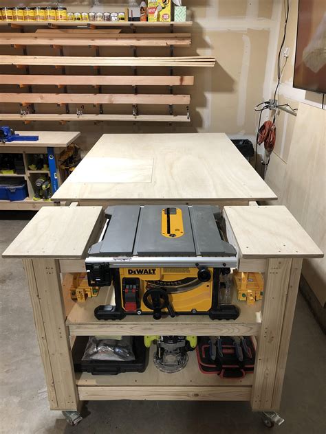 Just Finished This Miter And Table Saw Combo Mobile Workbench Workbenches