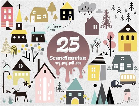 25 Scandinavian Clipart Scandinavian Print Cute Clipart Etsy