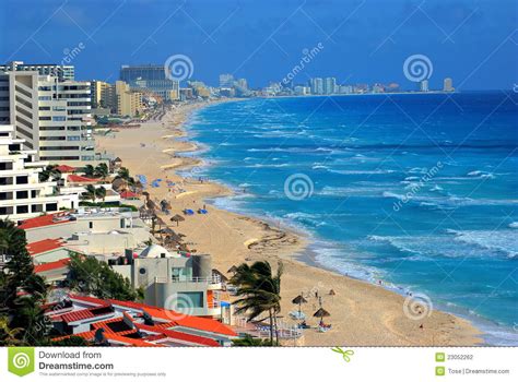 Hotel Zone In Cancun Mexico Stock Photo Image Of Beach Caribbean