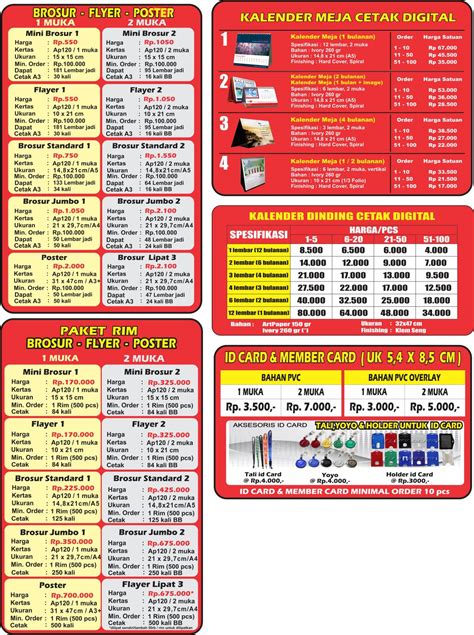 DAFTAR HARGA PAKET / Print Shop Jogja