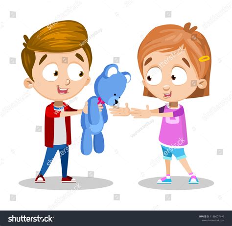 Kids Sharing Toys Clip Art
