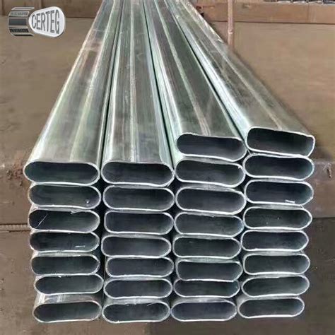 China 2050mm Oval Iron Tubing Galvanised Steel Pipe Flat Pipes For