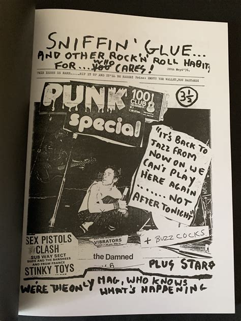 Sniffin’ Glue By Mark Perry 2000 And 2009 Reprints Pleasures Of Past Times