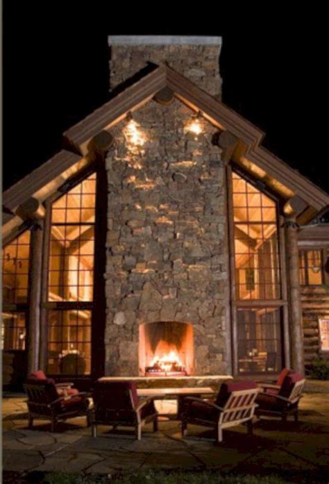 52 Stunning Outdoor Stone Fireplaces Design Ideas Roundecor Outdoor