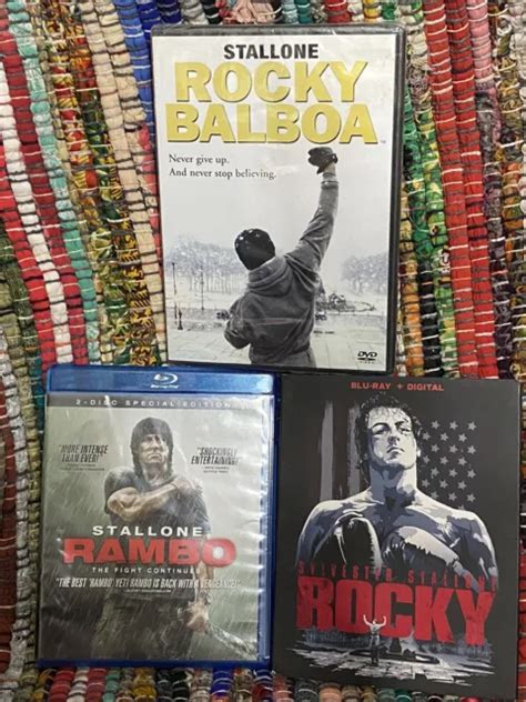 Sylvester Stallone Blu Ray Dvd Lot Rocky 1976 Rambo Rocky Balboa 2006