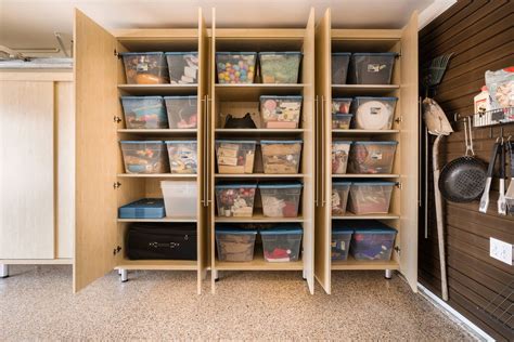 Large Maple Melamine Cabinets Allow For Ample Storage Of Bins