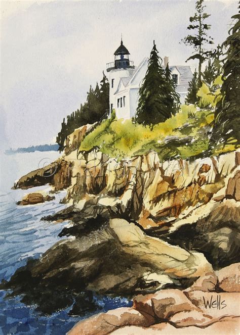 Paintings Bass Harbor Lighthouse By Randy Wells American Impressionism