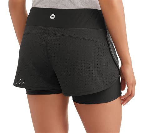 Avia Womens Active Perforated Running Shorts With Built In Compression Shorts