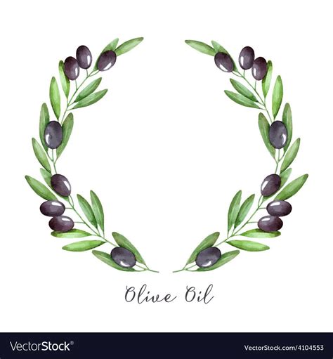 Watercolor Olive Branch Wreath Hand Drawn Natural Frame Download A