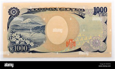 1000 Japanese Yen Banknote Currency Of Japan Rear Side Stock Photo