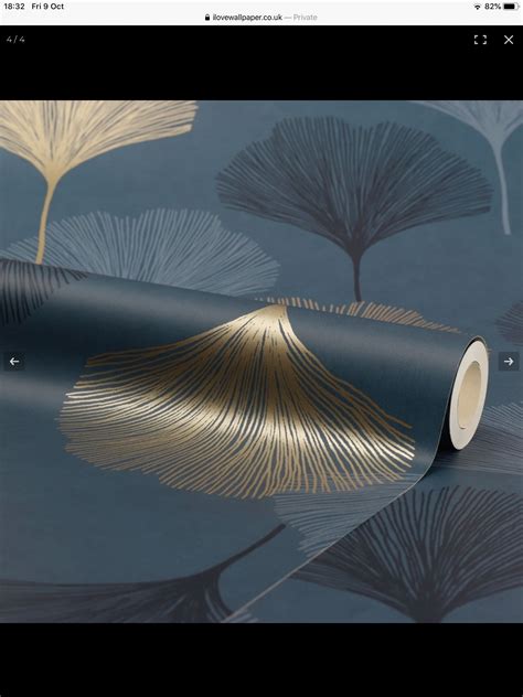 Iconic Vivienne Leaf Wallpaper In Navy And Gold Leaf Wallpaper
