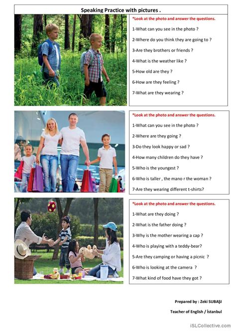 Speaking Practice With Pictures English Esl Worksheets Pdf Doc