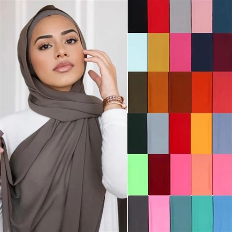 High Quality Women Hijab Islamic Silk Heavy Chiffon Scarf Malaysia