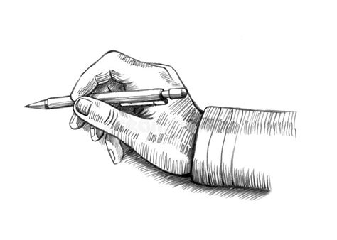 Sketch Illustration Of Hand Holding Pen Stock Illustration