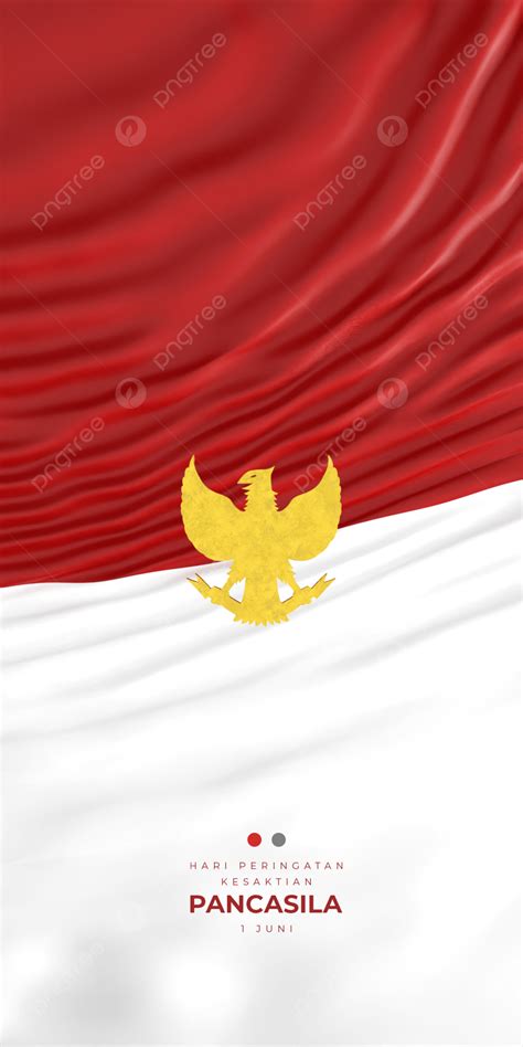 Pancasila Day Background With Realistic Render Flag For Wallpaper