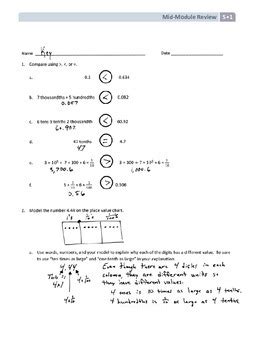© 2014 common core, inc. NYS Math - Grade 5 - Module 1 Mid-Module Review Sheet ...