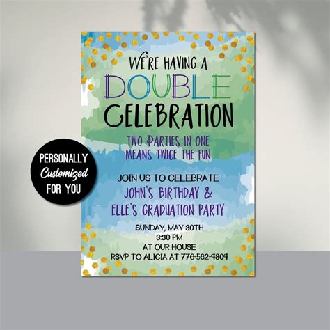 Double Celebration Invitation For Birthday Party Dual Party Etsy Baby