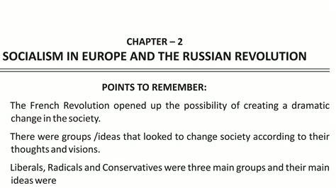 Class 9 History Chapter 2 Socialism In Europe And The Russian