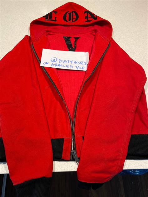 Vlone Vlone Red Canvas Zipper Hoodie Size L Grailed
