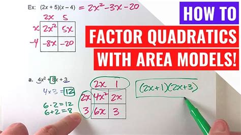 Factoring Quadratics Using Area Models Youtube