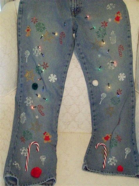 Items Similar To Ugly Christmas Sweater Jeans Women Size 1112 Painted